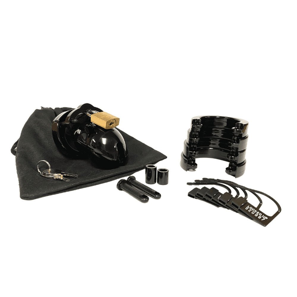 Mr. Stubb Chastity Cock Cage Kit - Black 1.75 Inch Cock Cage Kit